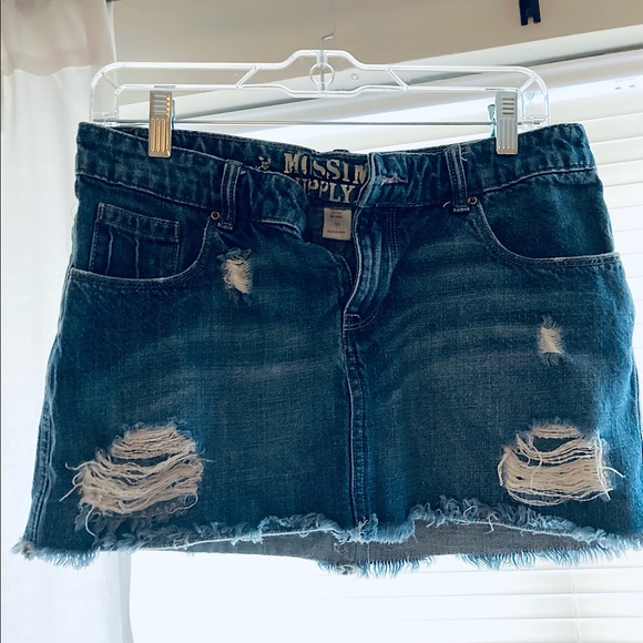 Mossimo Supply Co. Dresses & Skirts - Mossimo Distressed Jean Mini Skirt